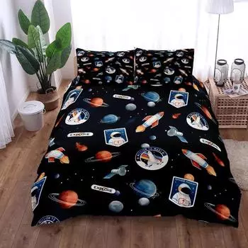 Комплект постельного белья Rocket Takeoff Duvet Cover Set King Queen Double Full Twin Single Size Boys 70x133cm 2pcs