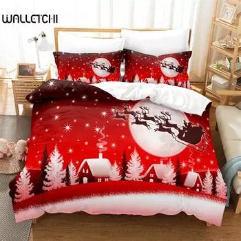 Комплект постельного белья «Рождественские сани», комплект постельного белья с 3D-принтом, комплект постельного белья с цифровой печатью, комплект постельного белья размера «queen size», модный дизайн EU single(135x200cm)