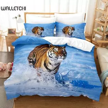 Комплект постельного белья Running Tiger, пододеяльник, комплект постельного белья с 3D-печатью, комплект постельного белья размера Queen, модный дизайн EU single(135x200cm)