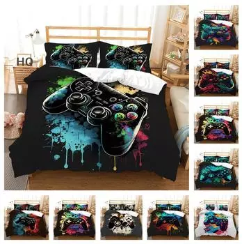 Комплект постельного белья с 3D-плеером, игровой контроллер, пододеяльник и наволочка, подходящие для украшения дома в комнатах для мальчиков и девочек, любителей игр Baby 100x135cm