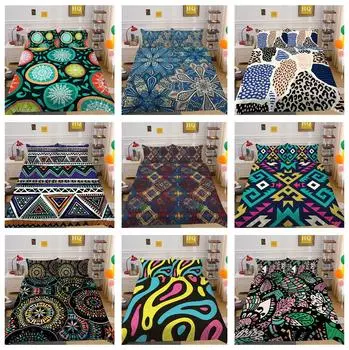 Комплект постельного белья с 3D красочным узором в национальном стиле и пододеяльником из 2/3 предметов США/Великобритании/Австралии/DE/ЕС, полноразмерный, мягкий и легко чистящийся, украшение для дома Baby 100x135cm