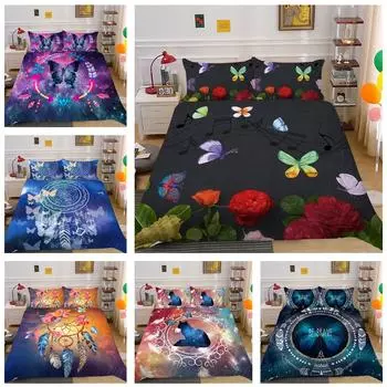 Комплект постельного белья с 3D цифровой печатью и узором бабочки, комплект постельного белья из пухового одеяла и наволочки для спальни, полноразмерное украшение для дома в Австралии, ЕС и США Baby 100x135cm