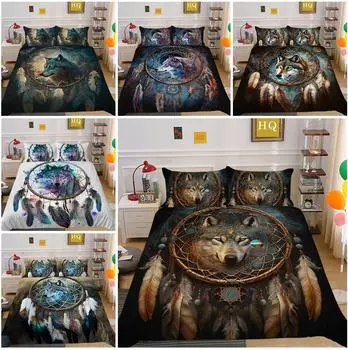 Комплект постельного белья с 3D цифровой печатью «Ловец снов» с волком, пододеяльник, наволочка, домашний комплект постельного белья, AU, полный размер, односпальная/двуспальная кровать Baby 100x135cm
