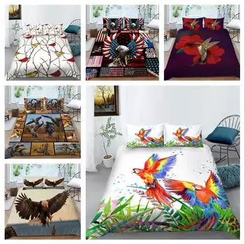 Комплект постельного белья с 3D-птичьей тематикой, пододеяльник с животным пухом, наволочка, 2/3 куска ткани из ультратонкого волокна, полноразмерный быстросохнущий декоративный пододеяльник Baby 100x135cm