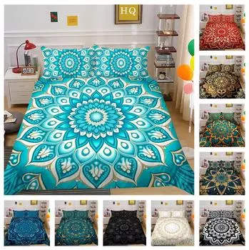 Комплект постельного белья с 3D индийской тематикой, пододеяльник с цветком пейсли, наволочка 2/3, полный размер США/Великобритании/ЕС/Австралии, мягкий быстросохнущий декоративный пододеяльник Baby 100x135cm