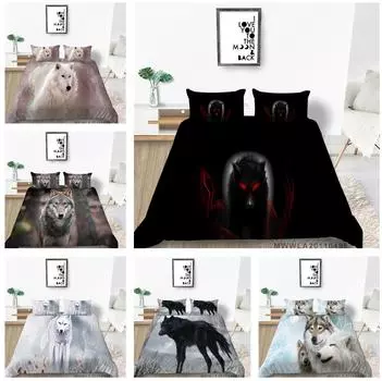 Комплект постельного белья с 3D-принтом волка, пуховое одеяло и наволочка для спальни, 2 или 3 предмета, AU240 * 270, крупногабаритное украшение для дома Baby 100x135cm