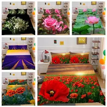 Комплект постельного белья с 3D узором подсолнуха, комплект постельного белья, чехол для постельного белья, наволочка, 2 или 3 шт., AU240 * 270, очень большое украшение для дома Baby 100x135cm