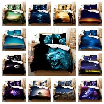 Комплект постельного белья с 3D цифровой печатью, пододеяльник и наволочка, односпальная кровать, двуспальная кровать, полноразмерное домашнее постельное белье для спальни, кровать королевского размера DE 100x135cm