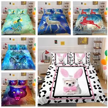 Комплект постельного белья с 3D-животным рисунком, постельное белье для спальни, пододеяльник, наволочка из 2 или 3 предметов AU240 * 270, крупногабаритное украшение для дома Baby 100x135cm