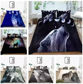 Комплект постельного белья с 3D волчьим узором и животным принтом для спальни, пододеяльник, наволочка, AU/EU/US, полноразмерная односпальная/двуспальная кровать Baby 100x135cm