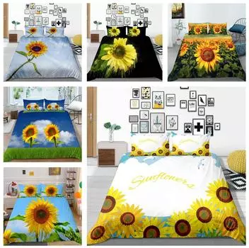 Комплект постельного белья с 3D-игрой и цифровым принтом подсолнуха, комплект постельного белья с пуховым пододеяльником, полноразмерное украшение для дома с односпальной или двуспальной кроватью европейского стандарта Baby 100x135cm