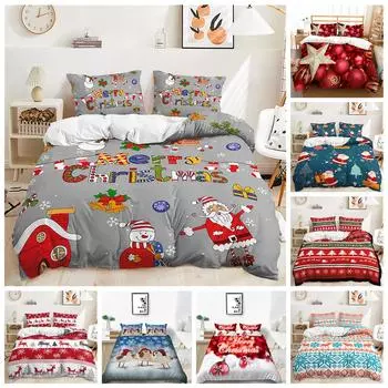 Комплект постельного белья с 3D цифровым принтом на рождественскую тематику, пуховый пододеяльник, 2/3 предмета, полноразмерные быстросохнущие тканевые постельные принадлежности из Австралии, ЕС, Германии, США и Великобритании Baby 100x135cm