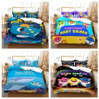 Комплект постельного белья с 3D мультяшными животными, детское пуховое одеяло и наволочка из акульего пуха, 2/3 шт., DE135 * 200, полноразмерное украшение для дома Baby 100x135cm