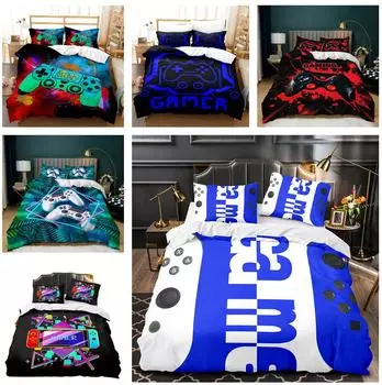 Комплект постельного белья с 3D игровой ручкой, игровой плеер, пододеяльник, наволочка, простыня/двуспальная кровать, украшение для 2/3 спальни Baby 100x135cm