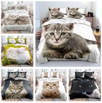 Комплект постельного белья с 3D принтом питомца и кота, комплект постельного белья, комплект постельного белья, пододеяльник, наволочка, односпальная/двуспальная кровать, украшение для 2/3 спальни Baby 100x135cm