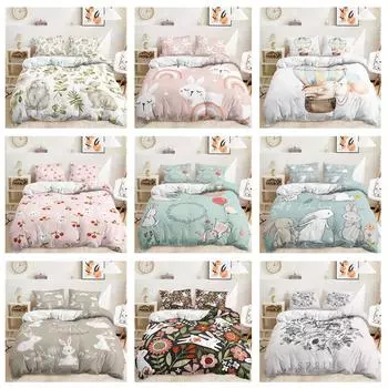 Комплект постельного белья с 3D кроликом, пасхальный пододеяльник и наволочка, 2/3, с принтом животных, пасторальный стиль, украшение дома в Австралии/де/США/Великобритании Baby 100x135cm