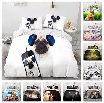 Комплект постельного белья с 3D узором для домашних животных, пододеяльник для собаки, 2/3, ткань из микрофибры, AU/EU/US/UK/DE, полный размер, мягкий быстросохнущий домашний костюм DE 100x135cm