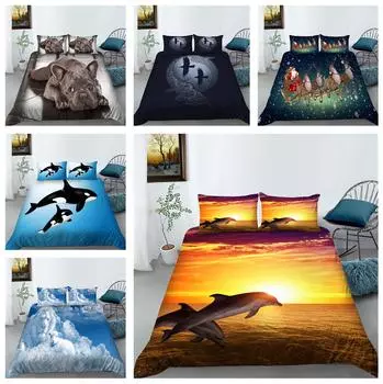 Комплект постельного белья с 3D цифровой печатью, пододеяльник для спальни, наволочка, домашний комплект постельного белья, AU/EU/US, полноразмерная односпальная/двуспальная кровать Baby 100x135cm