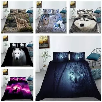 Комплект постельного белья с 3D-цифровой печатью на тему волка, комплект постельного белья из одеяла и наволочки для домашней спальни, полноразмерное украшение для дома в Австралии, ЕС и США Baby 100x135cm