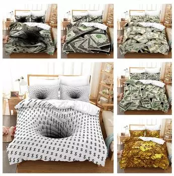 Комплект постельного белья с 3D деньгами, пододеяльник и наволочка с принтом в долларах США, 2/3 шт., AU240 * 270, полноразмерное украшение для дома Baby 100x135cm