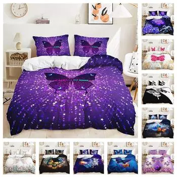 Комплект постельного белья с 3D бабочкой и узором бабочки для женской комнаты, пододеяльник/двойной DE200 * 200, полноразмерный быстросохнущий молния, домашний интерьер DE 100x135cm