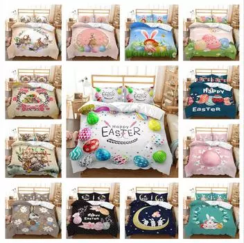 Комплект постельного белья с 3D кроликом, пододеяльник и наволочка с изображением животных, 2/3 шт. AU210 * 240, пасхальное украшение для дома Baby 100x135cm