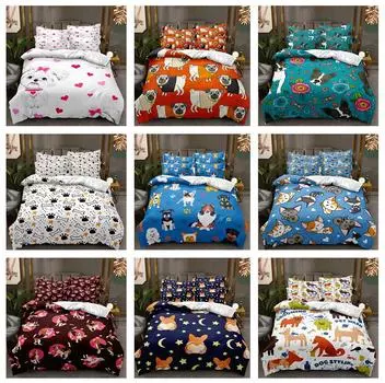 Комплект постельного белья с 3D мультяшным принтом собаки для детей и подростков с пуховыми пододеяльниками, 2/3 пододеяльника с животными, роскошные мягкие покрывала DE 100x135cm