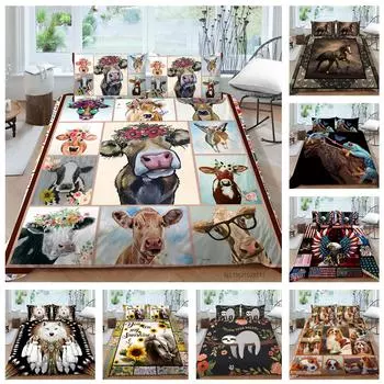 Комплект постельного белья с 3D-принтом животных, пуховое одеяло и наволочка для спальни, 2 шт./3 шт., AU240 * 270, крупногабаритное украшение для дома Baby 100x135cm
