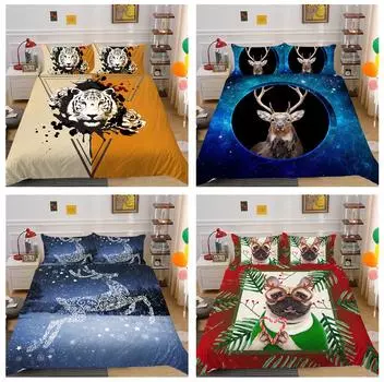 Комплект постельного белья с 3D-принтом животных, пододеяльник с изображением животных, наволочка, украшения для 2 или 3 спален, подходит для постельных принадлежностей для мальчиков и мужчин Baby 100x135cm