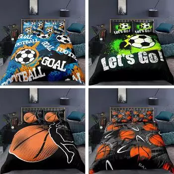 Комплект постельного белья с 3D рисунком мяча, спортивный футбол или баскетбол с принтом, пододеяльник, наволочка 2/3, мягкое и удобное украшение для дома Baby 100x135cm