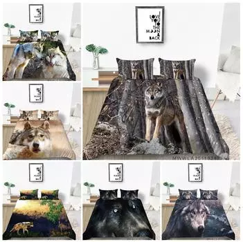 Комплект постельного белья с 3D узором волка, пододеяльник, наволочка, домашний комплект постельного белья, AU/EU/US, полный размер, односпальная/двуспальная кровать, украшение для дома Baby 100x135cm
