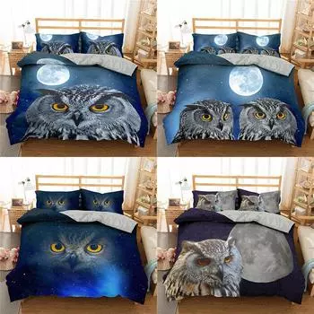 Комплект постельного белья с 3D принтом совы, одеяло и наволочка для спальни, материал из микрофибры, 2/3 предмета, украшение для постельного белья Baby 100x135cm