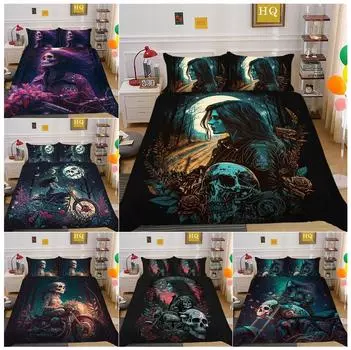 Комплект постельного белья с 3D черепом и красотой, пододеяльник, наволочка, комплект постельного белья AU King, полный размер, односпальная/двуспальная кровать, украшение для дома Baby 100x135cm