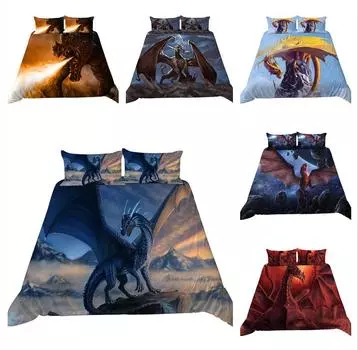 Комплект постельного белья с 3D драконом, пододеяльник и наволочка с гигантским животным, 2/3 шт. DE135 * 200, микрофибра, полный размер, быстросохнущая домашняя мебель Baby 100x135cm
