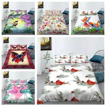 Комплект постельного белья с 3D птицами, супер двуспальная кровать, пододеяльник, наволочка, 2/3 шт., AU180 * 210, полноразмерный домашний текстиль, роскошный мягкий пододеяльник Baby 100x135cm