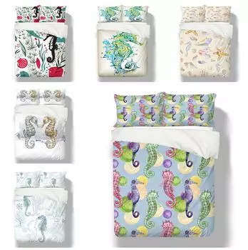 Комплект постельного белья с 3D рисунком океанских животных, пододеяльник для спальни и дома, наволочка, односпальная/двуспальная кровать, украшение для 2/3 спальни Baby 100x135cm