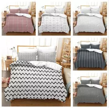 Комплект постельного белья с 3D полосатым узором в минималистском стиле, пуховое одеяло и наволочка, 2/3 кусочка ткани из микрофибры, украшение для дома в Австралии, Германии, США и Великобритании Baby 100x135cm