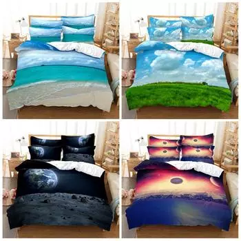 Комплект постельного белья с 3D-принтом, пододеяльник и наволочка для спальни, двуспальная кровать/двуспальная кровать в полный размер, AU/EU/US Baby 100x135cm