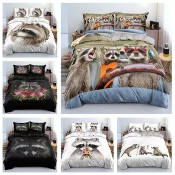 Комплект постельного белья с 3D-животными, пух бобра, пододеяльник, наволочка 2/3 шт., мягкий быстросохнущий домашний текстиль, односпальная двуспальная кровать, все размеры Baby 100x135cm