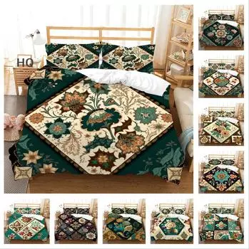 Комплект постельного белья с 3D цветком пейсли в индийском стиле, одеяло и наволочка AU240 * 270, очень большой размер, мягкое украшение для дома, можно стирать в машине DE 100x135cm
