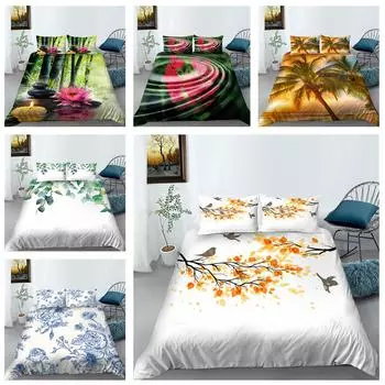 Комплект постельного белья с 3D-пейзажем из микрофибры, пододеяльник, наволочка, 2/3 предмета, быстросохнущий мягкий домашний текстиль, кровать размера «king-size» Baby 100x135cm