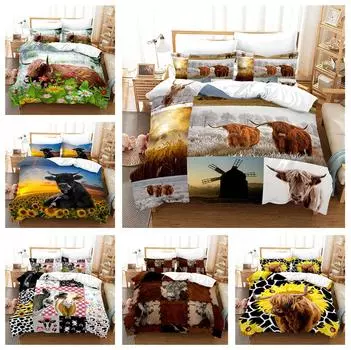 Комплект постельного белья с 3D изображением яка, одеяло и наволочка с животными, 2/3 шт. AU240 * 270, односпальная/двуспальная кровать, праздничный подарок, мягкий моющийся домашний текстиль Baby 100x135cm