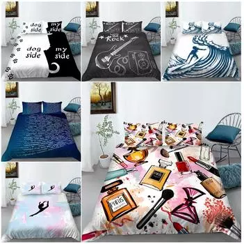 Комплект постельного белья с 3D цифровой печатью, украшение для дома, спальня, креативный узор, пододеяльник и наволочка, 3/2, полноразмерное постельное белье DE 100x135cm