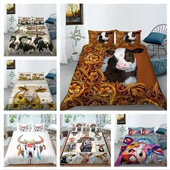 Комплект постельного белья с 3D рисунком коровы, пододеяльник с животным принтом, наволочка, домашний комплект постельного белья, AU/EU/US, полноразмерная односпальная/двуспальная кровать, украшение для дома Baby 100x135cm