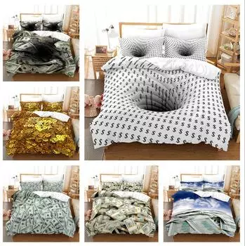 Комплект постельного белья с 3D принтом денег в долларах США, пододеяльник, наволочка, 2/3 шт., AU240 * 270, полноразмерный декоративный пододеяльник Baby 100x135cm