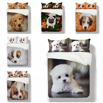 Комплект постельного белья с 3D рисунком домашнего животного для дома, спальни, пододеяльник, наволочка, односпальная/двуспальная кровать, 2/3 спальни, декоративный комплект постельного белья Baby 100x135cm