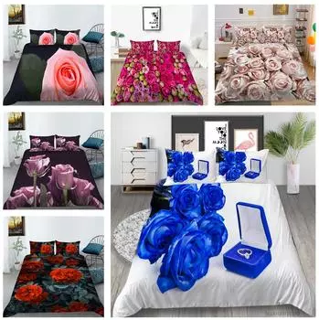 Комплект постельного белья с 3D цветочным узором, пуховый пододеяльник, домашнее постельное белье, украшение дома для спальни с односпальной или двуспальной кроватью Baby 100x135cm