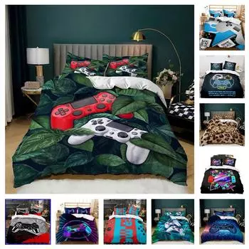 Комплект постельного белья с 3D-принтом игрового контроллера, постельное белье и наволочки для игроков, 2 или 3 предмета ультрамягких и моющихся полноразмерных украшений для дома Baby 100x135cm