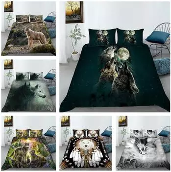 Комплект постельного белья с 3D рисунком волка, пододеяльник для спальни, домашний комплект постельного белья, односпальная/двуспальная кровать, украшение дома Baby 100x135cm