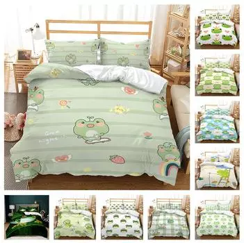 Комплект постельного белья с 3D лягушкой, пуховый пододеяльник, наволочка для мальчиков и подростков, детский полный размер, мягкое пододеяльник, одинарное/двойное покрывало Baby 100x135cm